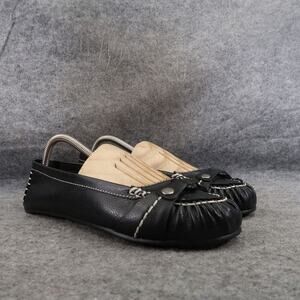 Lower East Side Shoes Womens 8 Flat Moccasin Slip On Classic Black Ballet Loafer